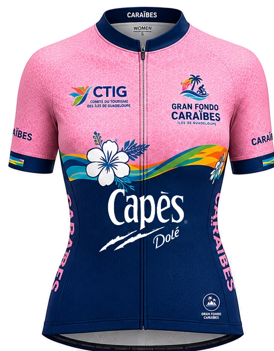 Maillot officiel femme Gran Fondo Caraïbes, vue de face
